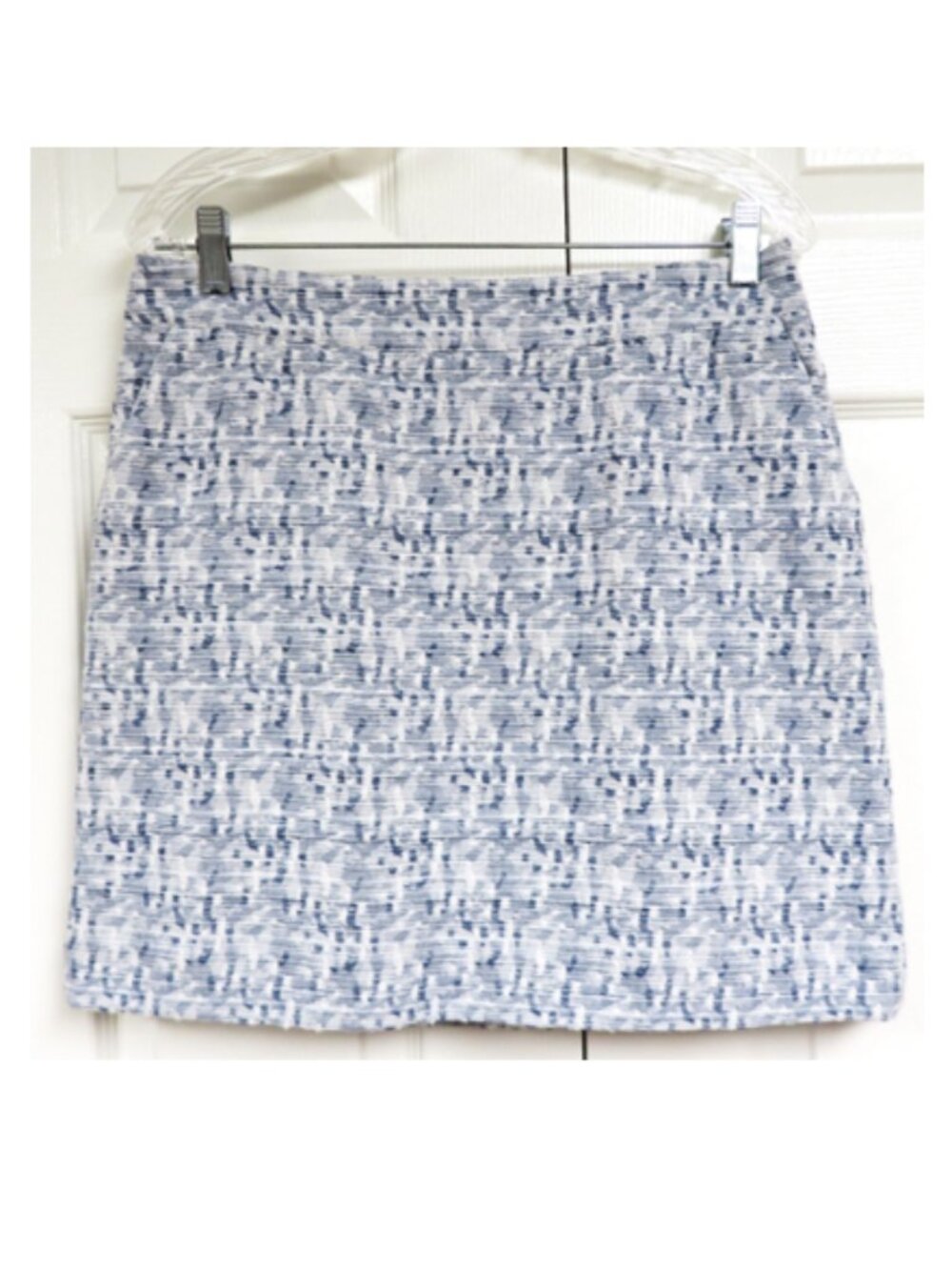 LOFT Textured Cotton Skirt Blue & White Size 8